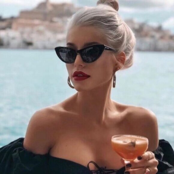 NEW Saint Laurent SL213 Black Lily Cat Eye Sunglasses - Picture 1 of 10
